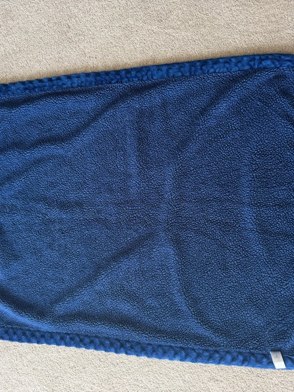Child of Mine Minky/Sherpa Blue Stripe Giraffe Baby Blanket